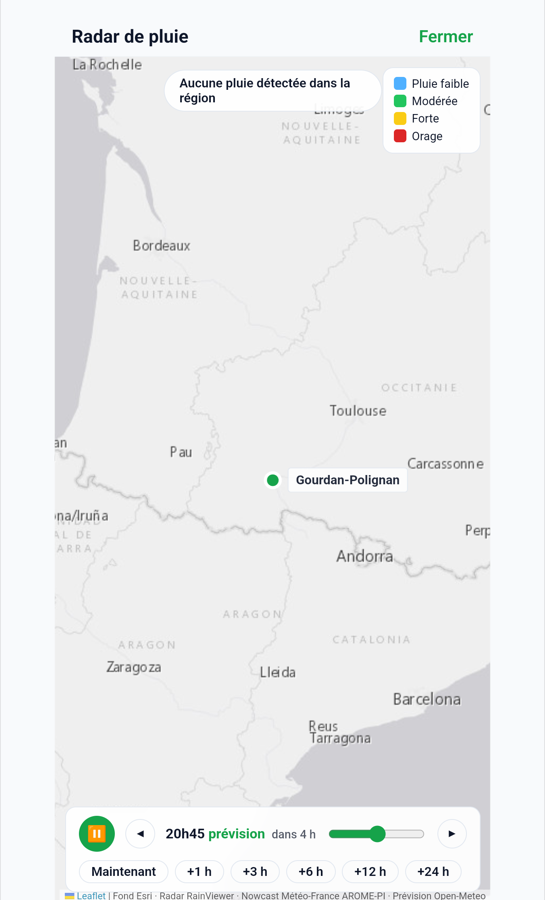 Radar de pluie de l'application